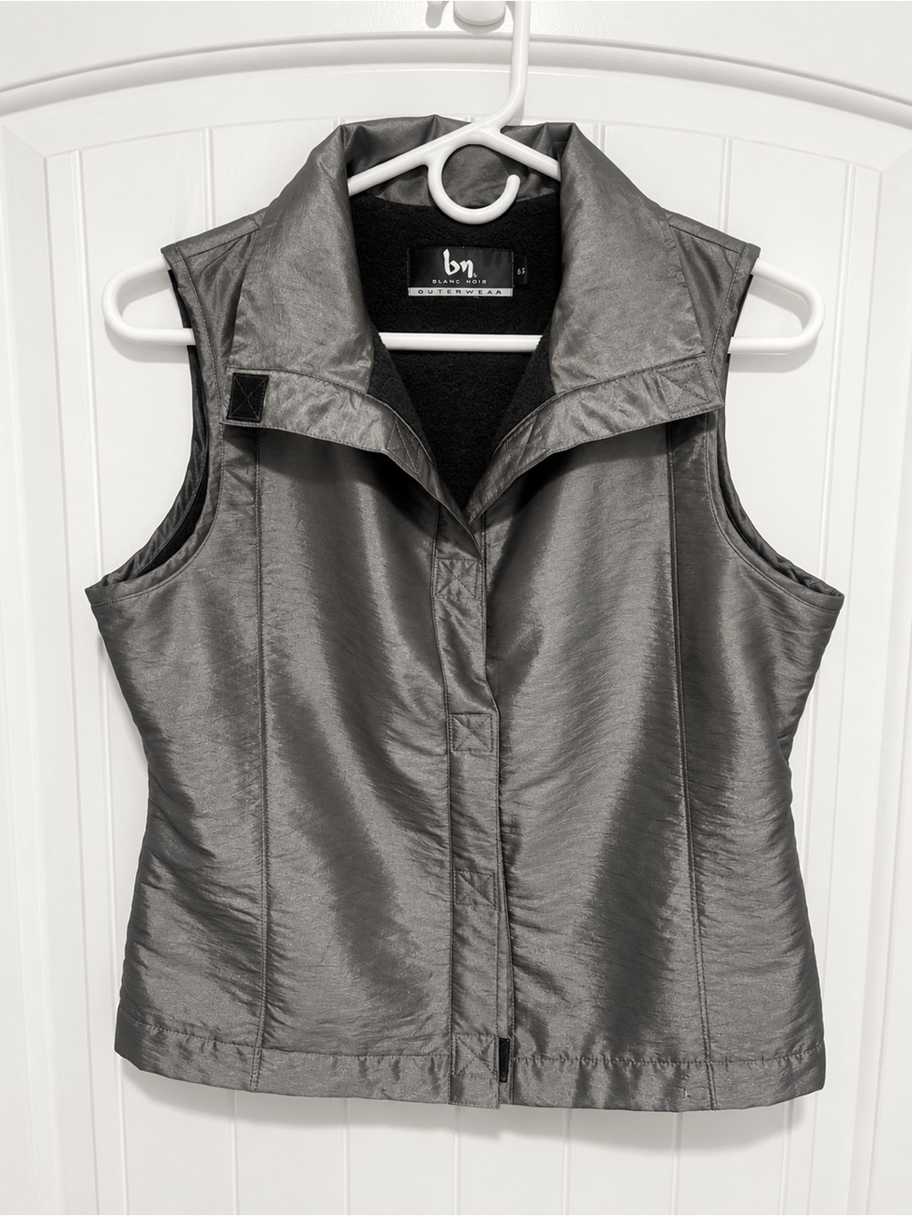 Blanc Noir Metallic Gray Fleece Lined Utility Techwear Vest S